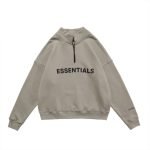 Half Essentials Zip High Collar Loose Hoodie
