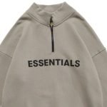 Half Essentials Zip High Collar Loose Hoodie