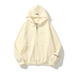 Essentials Reflective Print Zip-up Oversized Hoodie Cream